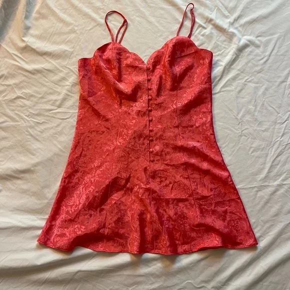 Victoria's Secret Coral Satin Floral Dress - Picture 3 of 12